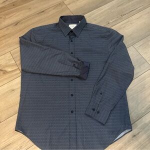 Cons.truct 4 Way Stretch Performance Shirt Mens L Gray Geometric Print Comfort